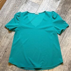 JODIFL Teal Puff Sleeve Blouse